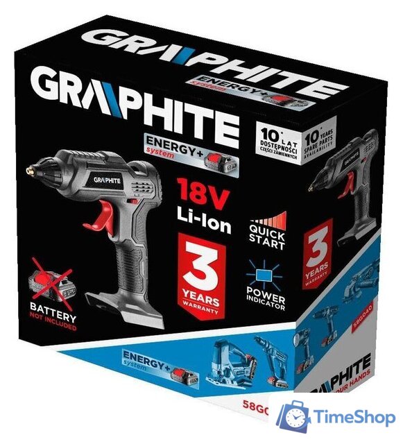Термоклеевой пистолет GRAPHITE 58G040 (без АКБ) - Изображение №3 — Интернет-магазин Time-Shop