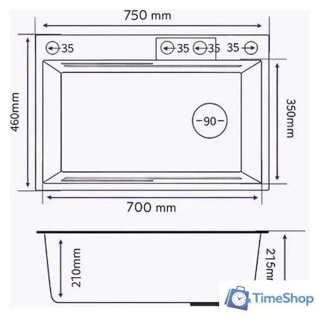 Кухонная мойка MARRBAXX C7546-R Decor C7546-DMR (нержавеющая сталь) - Изображение №2 — Интернет-магазин Time-Shop