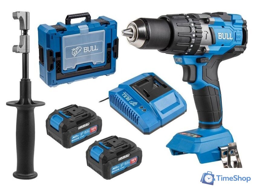 Ударная дрель-шуруповерт Bull SR 1805 1329882 (с 2-мя АКБ, кейс) - Изображение №1 — Интернет-магазин Time-Shop