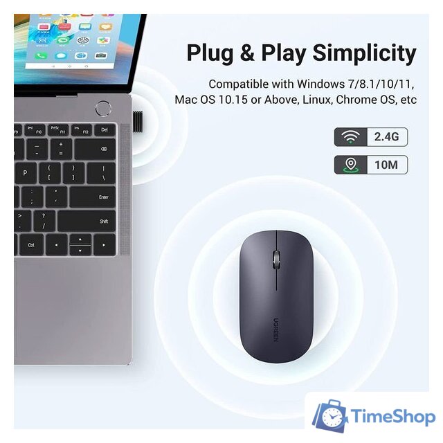 Мышь Ugreen MU001 (серый) - Изображение №5 — Интернет-магазин Time-Shop