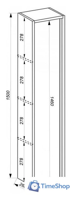  ЗОВ Шкаф-пенал Парма 150 PP150LWP0MWMC1B (белый матовый) - Изображение №3 — Интернет-магазин Time-Shop