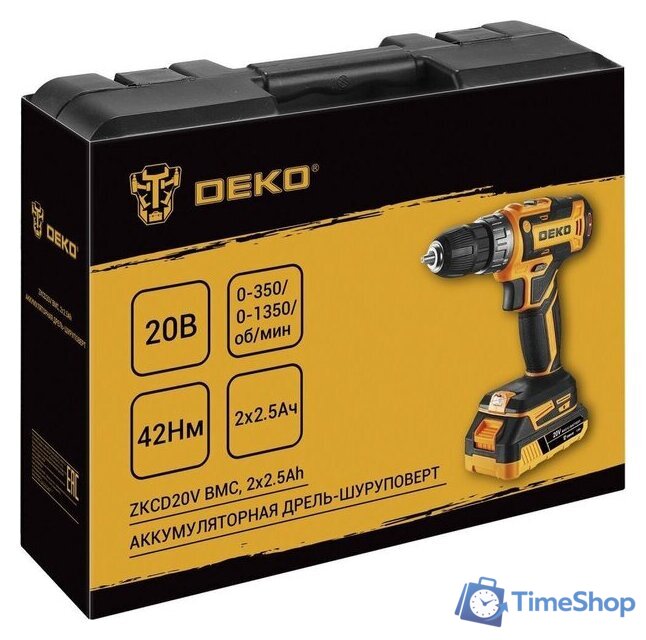 Дрель-шуруповерт Deko DKCD20-Li 085-1123 (с 2-мя АКБ, кейс) - Изображение №4 — Интернет-магазин Time-Shop