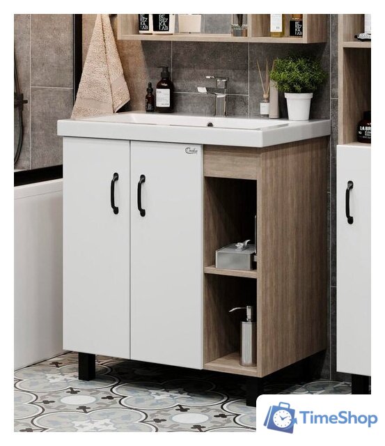  Onika Тумба под умывальник Тимбер 70.10 107056 (белый матовый/дуб сонома) - Изображение №1 — Интернет-магазин Time-Shop