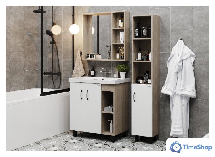  Onika Тумба под умывальник Тимбер 70.10 107056 (белый матовый/дуб сонома) - Изображение №2 — Интернет-магазин Time-Shop