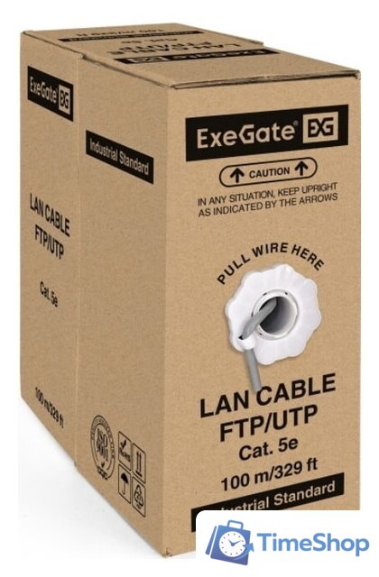Кабель ExeGate FUTP4-C5e-CCA-S24-IN-PVC-GY-100 FTP - Изображение №2 — Интернет-магазин Time-Shop