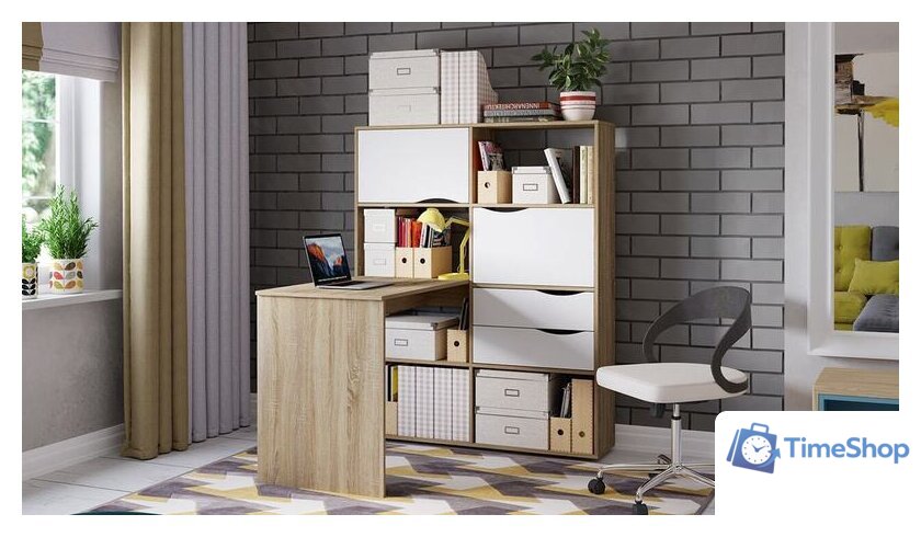 Стол Трия Письменный тип 7 (дуб сонома/белый ясень) - Изображение №3 — Интернет-магазин Time-Shop