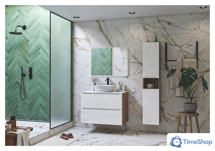  ЗОВ Тумба под умывальник Дион 70 D70LHO0M9003GKV5-KP13W (белый глянец/дуб) - Изображение №4 — Интернет-магазин Time-Shop