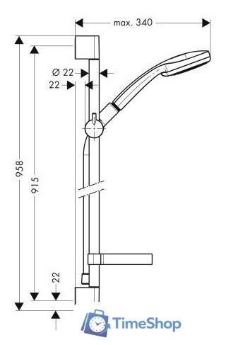 Душевой гарнитур  Hansgrohe Croma 100 (27771000) - Изображение №2 — Интернет-магазин Time-Shop