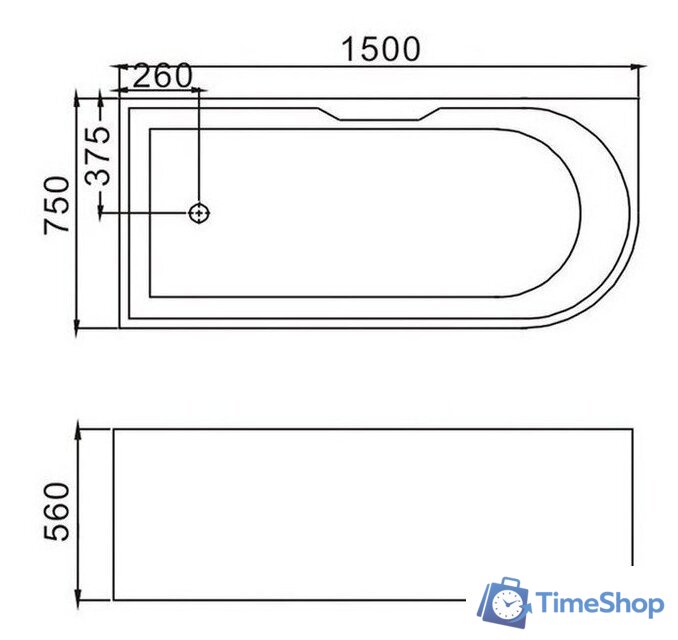 Ванна Grossman GR-2201L 150x75 - Изображение №3 — Интернет-магазин Time-Shop