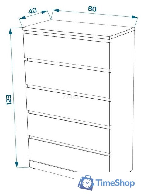 Комод Mebelain Варма 5 (белый) - Изображение №3 — Интернет-магазин Time-Shop