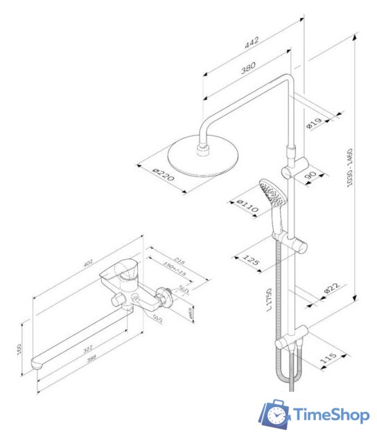 Душевая система  AM.PM Gem F40890A94 - Изображение №2 — Интернет-магазин Time-Shop