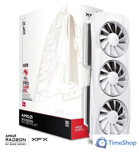 Видеокарта XFX Quicksilver AMD Radeon RX 9070 XT White Gaming Edition RX-97TQICKW9 - Изображение №2 — Интернет-магазин Time-Shop