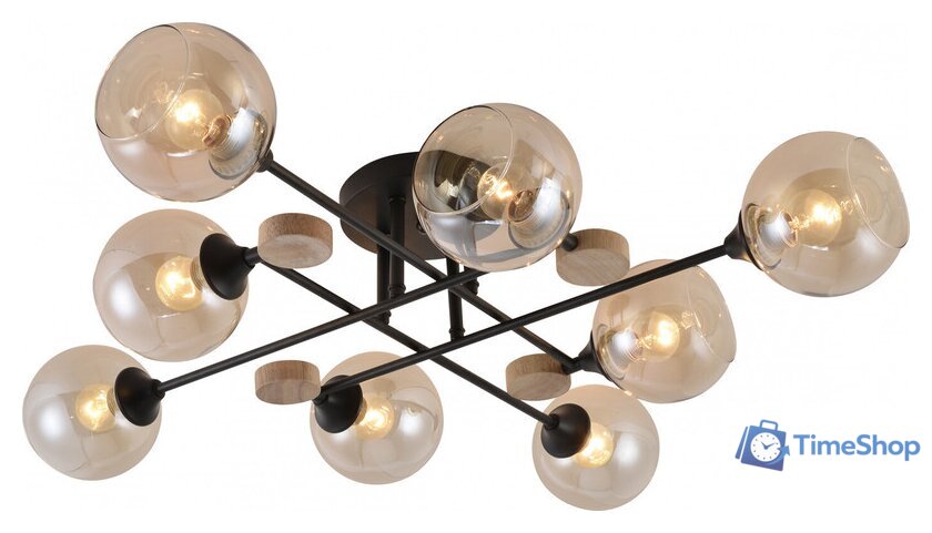 Люстра средней высоты Mirastyle MH-1491B/8 BK+WOOD - Изображение №3 — Интернет-магазин Time-Shop