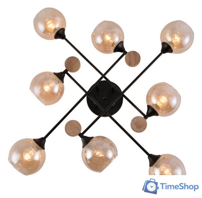 Люстра средней высоты Mirastyle MH-1491B/8 BK+WOOD - Изображение №4 — Интернет-магазин Time-Shop