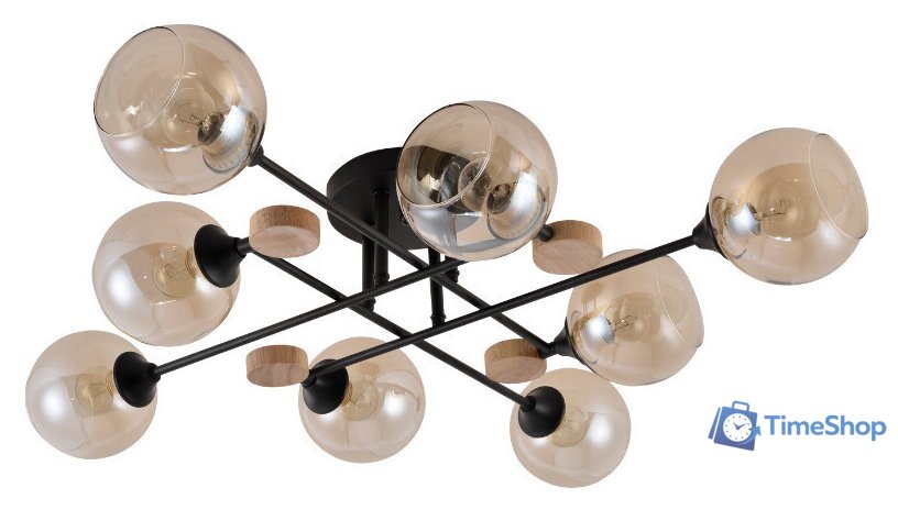 Люстра средней высоты Mirastyle MH-1491B/8 BK+WOOD - Изображение №2 — Интернет-магазин Time-Shop
