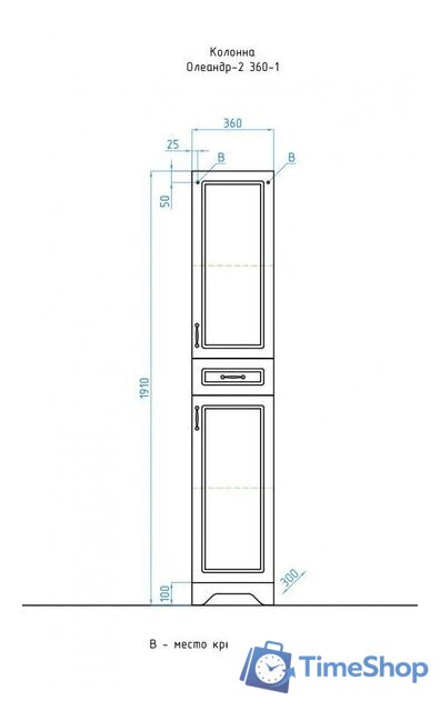  Style Line Шкаф-пенал Олеандр-2 36 1 ящик - Изображение №10 — Интернет-магазин Time-Shop
