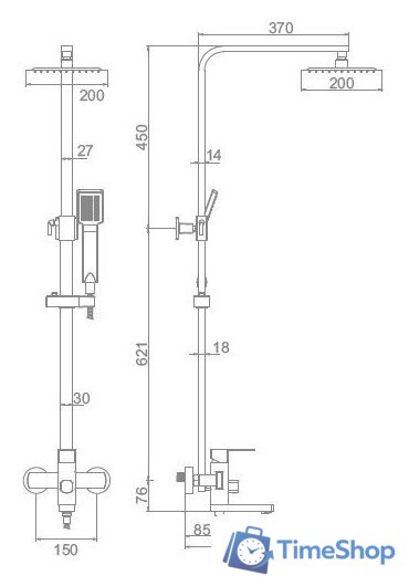 Душевая система  Ledeme L72433 - Изображение №2 — Интернет-магазин Time-Shop