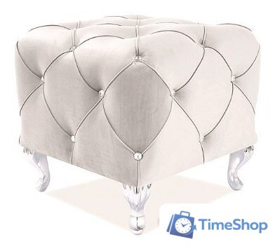 Пуфик Signal Hestia K Velvet Bluvel 03 (светло-серый/серебряный) - Изображение №1 — Интернет-магазин Time-Shop