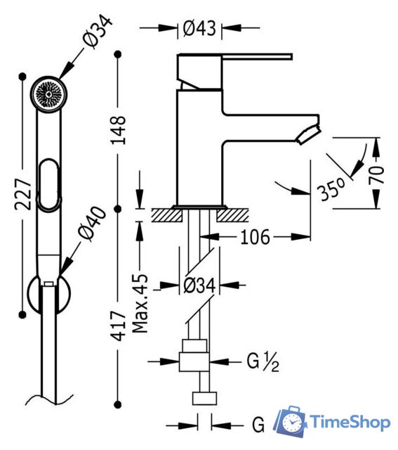 Смеситель Tres Lex 181113 - Изображение №2 — Интернет-магазин Time-Shop
