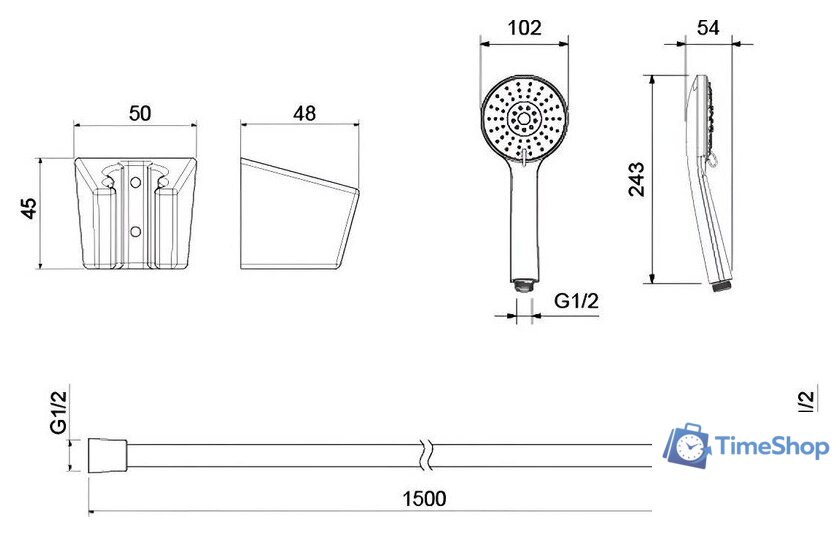 Душевой гарнитур  Aquatek Бетта AQ2032BGM (черный хром) - Изображение №7 — Интернет-магазин Time-Shop
