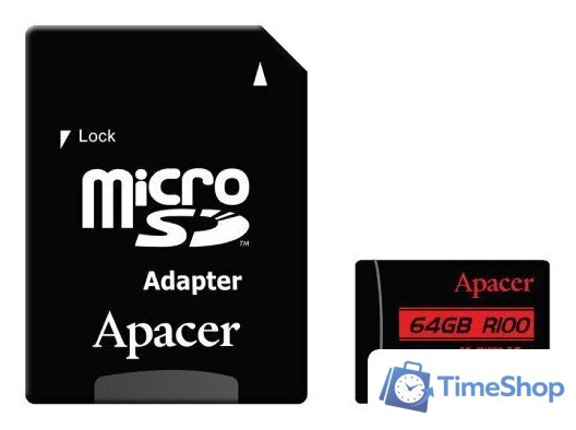 Карта памяти Apacer microSDXC AP64GMCSX10UB-R 64GB (с адаптером) - Изображение №1 — Интернет-магазин Time-Shop
