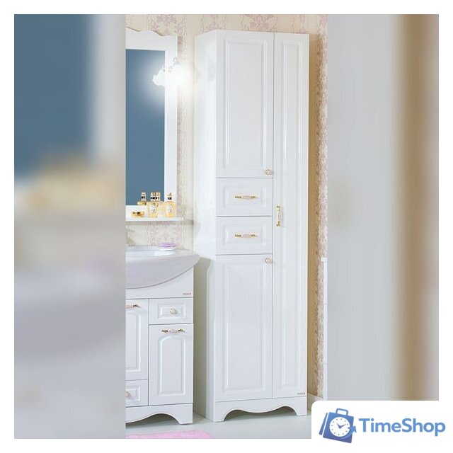  Бриклаер Шкаф-пенал Анна 52 (белый глянец) - Изображение №3 — Интернет-магазин Time-Shop