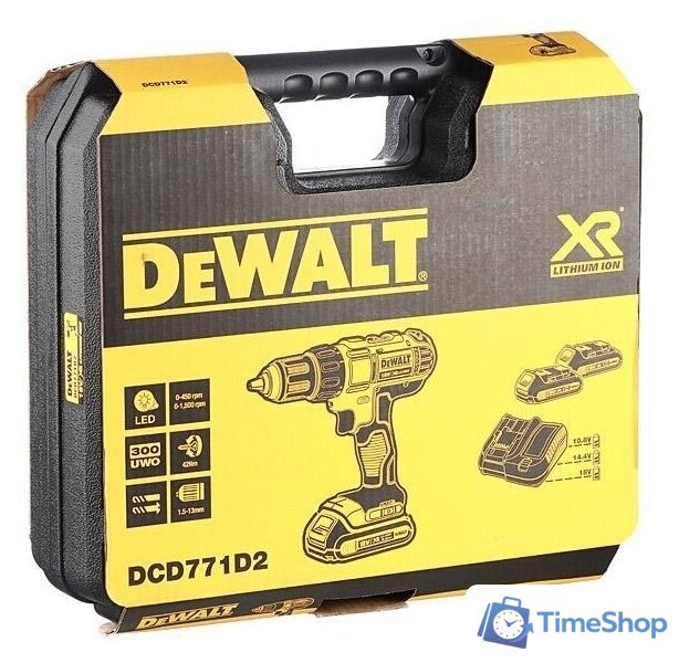 Дрель-шуруповерт DeWalt DCD771D2 (с 2-мя АКБ 2 Ah) - Изображение №3 — Интернет-магазин Time-Shop