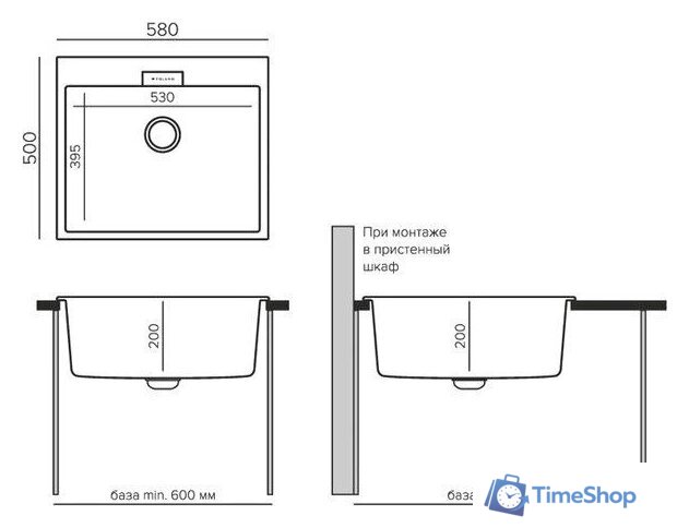 Кухонная мойка Polygran Tolero 580 (светло-серый) - Изображение №2 — Интернет-магазин Time-Shop
