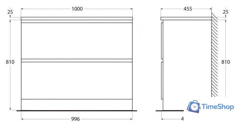  BelBagno Тумба под умывальник Albano-1000-2C-PIA-BL (белый глянец) - Изображение №8 — Интернет-магазин Time-Shop