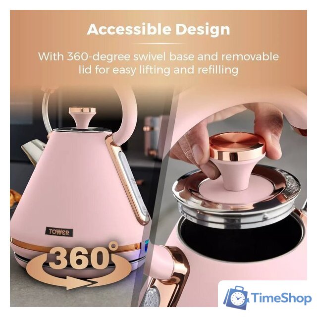 Электрический чайник Tower Cavaletto Pyramid T10044PNK - Изображение №7 — Интернет-магазин Time-Shop