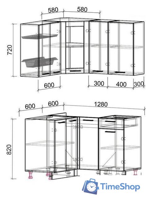 Готовая кухня Интерлиния Мила 12x13 без столешницы (вудлайн кремовый/антрацит) - Изображение №2 — Интернет-магазин Time-Shop