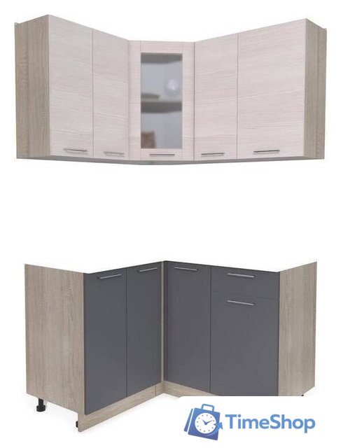 Готовая кухня Интерлиния Мила 12x13 без столешницы (вудлайн кремовый/антрацит) - Изображение №1 — Интернет-магазин Time-Shop