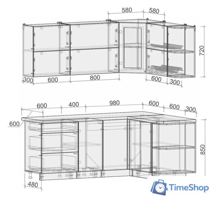 Готовая кухня Интерлиния Мила Матте 1.5x2.0 А правая (белый-белый-опал светлый) - Изображение №2 — Интернет-магазин Time-Shop