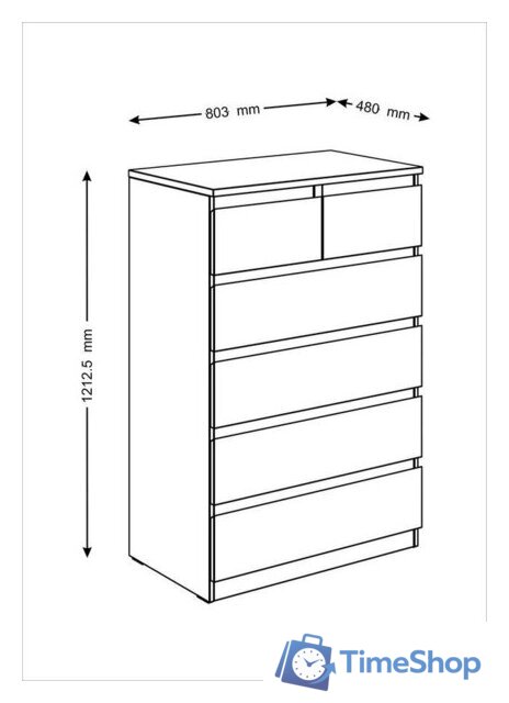 Комод Mio Tesoro Мальта 6 ящиков 80x121 2.05.02.100.1 (белый) - Изображение №5 — Интернет-магазин Time-Shop
