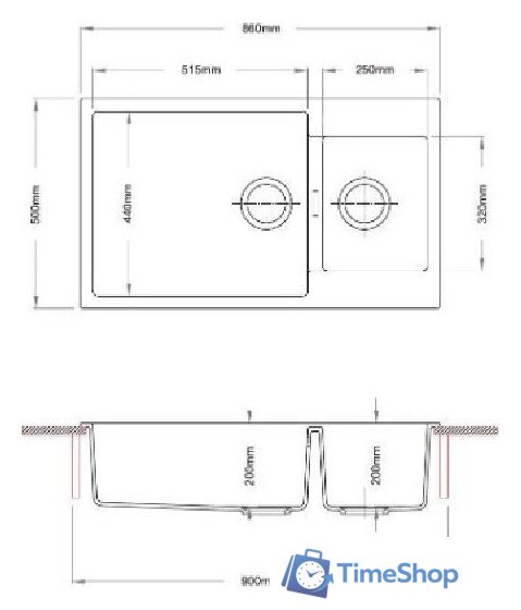 Кухонная мойка Longran Enigma ENG860.500 15 (оникс) - Изображение №2 — Интернет-магазин Time-Shop
