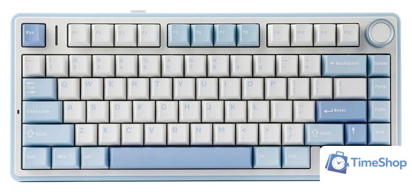 Клавиатура AULA F75 (белый/голубой/синий, Leobog Graywood V3) - Изображение №1 — Интернет-магазин Time-Shop
