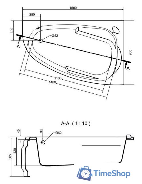 Ванна Cersanit Joanna 150x95 R (с экраном и каркасом) - Изображение №7 — Интернет-магазин Time-Shop