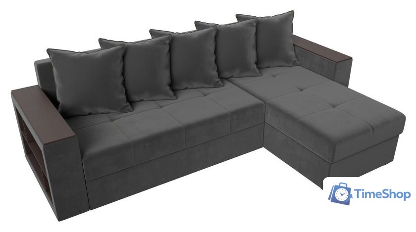 Угловой диван Лига диванов Дубай лайт правый 114152 (велюр серый) - Изображение №4 — Интернет-магазин Time-Shop