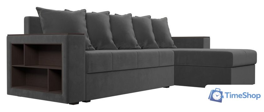 Угловой диван Лига диванов Дубай лайт правый 114152 (велюр серый) - Изображение №2 — Интернет-магазин Time-Shop