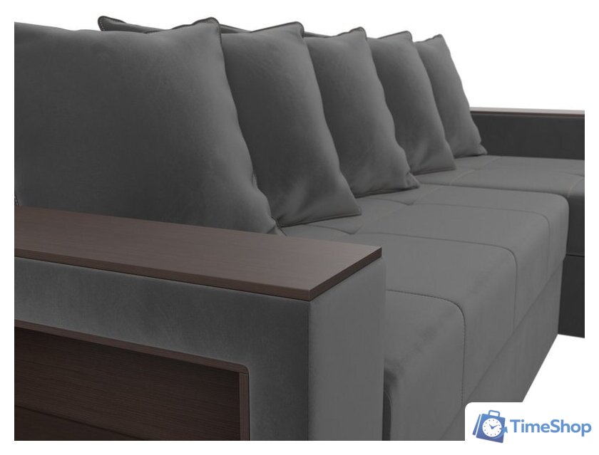 Угловой диван Лига диванов Дубай лайт правый 114152 (велюр серый) - Изображение №9 — Интернет-магазин Time-Shop