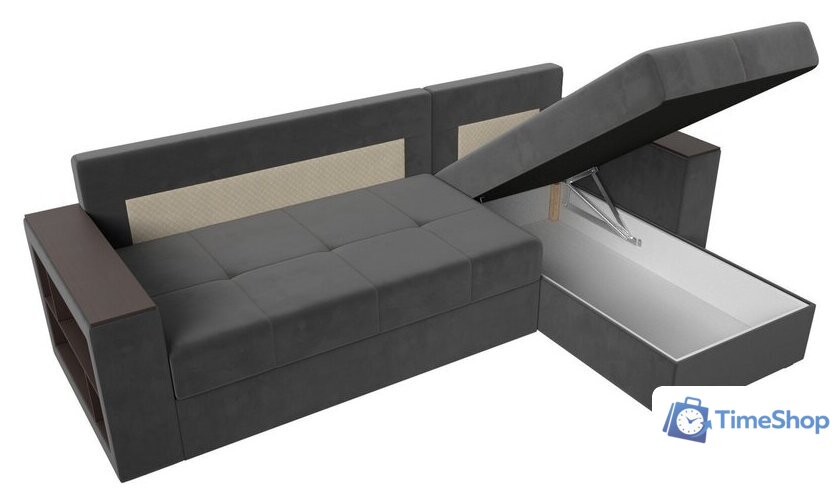 Угловой диван Лига диванов Дубай лайт правый 114152 (велюр серый) - Изображение №8 — Интернет-магазин Time-Shop