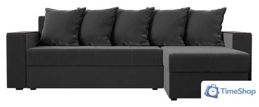 Угловой диван Лига диванов Дубай лайт правый 114152 (велюр серый) - Изображение №3 — Интернет-магазин Time-Shop