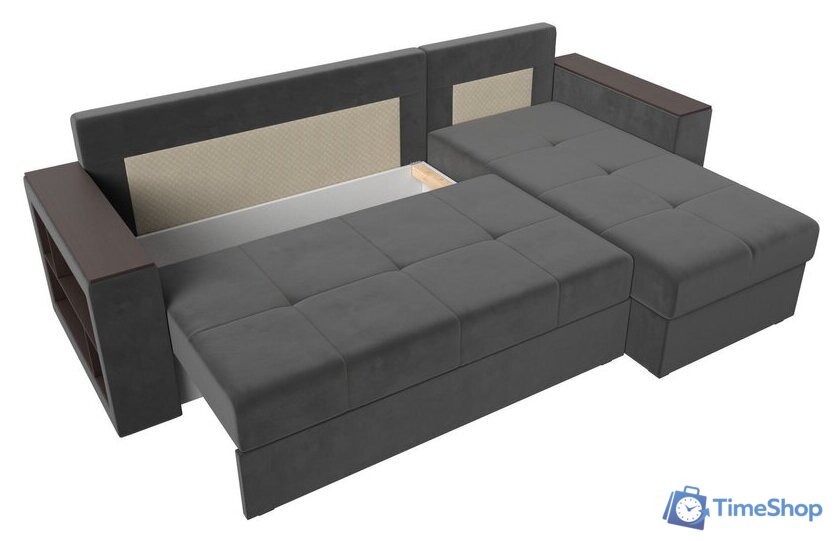 Угловой диван Лига диванов Дубай лайт правый 114152 (велюр серый) - Изображение №7 — Интернет-магазин Time-Shop