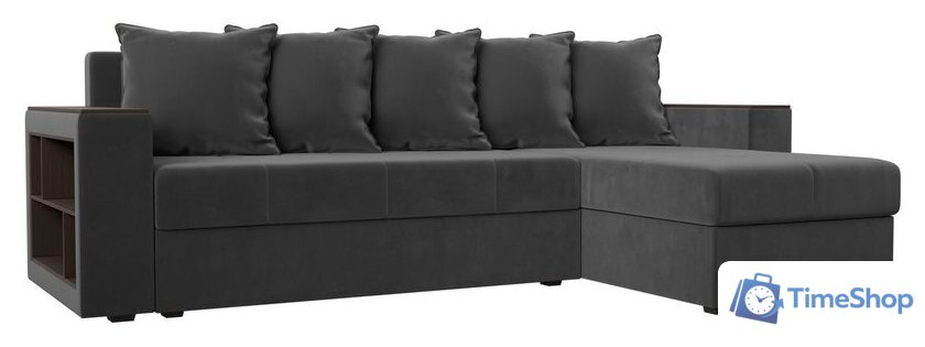 Угловой диван Лига диванов Дубай лайт правый 114152 (велюр серый) - Изображение №1 — Интернет-магазин Time-Shop