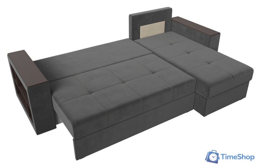 Угловой диван Лига диванов Дубай лайт правый 114152 (велюр серый) - Изображение №6 — Интернет-магазин Time-Shop