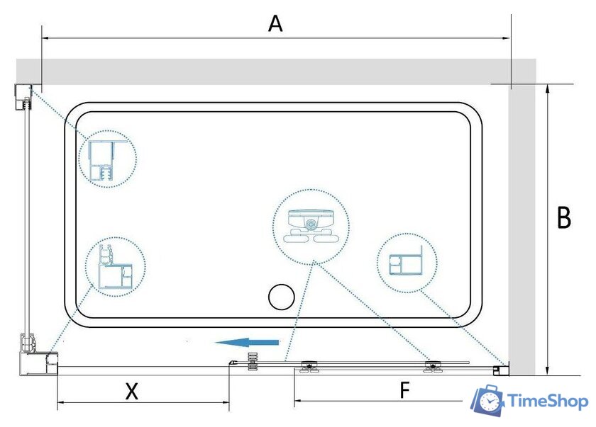 Душевой уголок RGW CL-48B (CL-14B + Z-050-1B) 32094895-014 150x90 (черный/прозрачное стекло) - Изображение №5 — Интернет-магазин Time-Shop