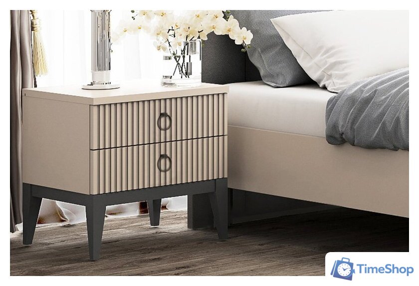 Тумба Ангстрем Хилтон спальня ХТ-302.03 (Д) исп.3 (Д2, кашемир серый) - Изображение №4 — Интернет-магазин Time-Shop
