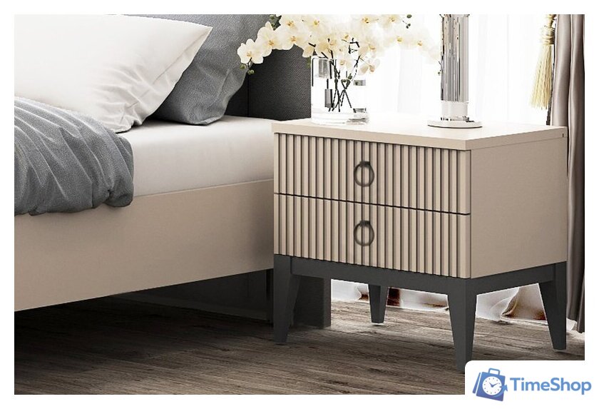 Тумба Ангстрем Хилтон спальня ХТ-302.03 (Д) исп.3 (Д2, кашемир серый) - Изображение №5 — Интернет-магазин Time-Shop