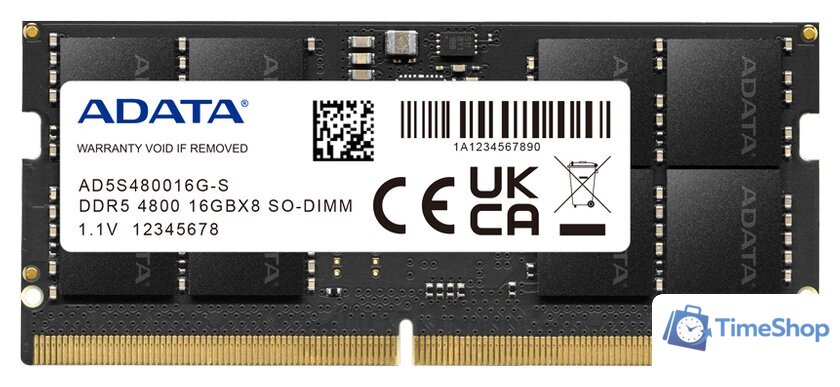 Оперативная память ADATA 16ГБ DDR5 SODIMM 4800 МГц AD5S480016G-S - Изображение №1 — Интернет-магазин Time-Shop