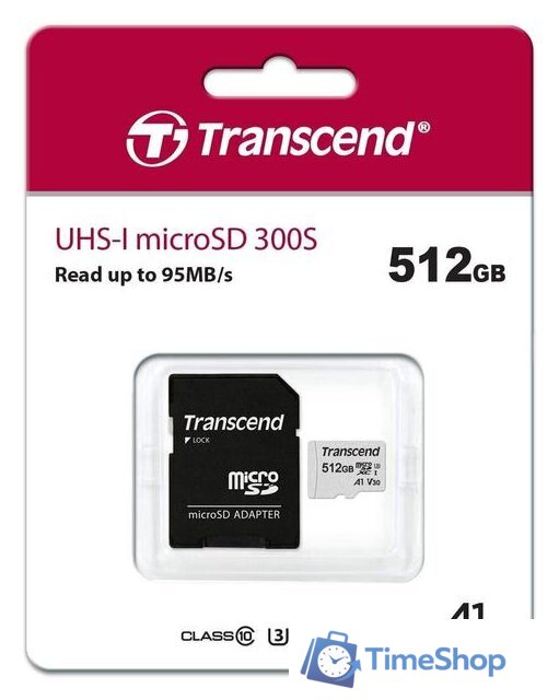 Карта памяти Transcend microSDXC 300S 512GB (с адаптером) - Изображение №3 — Интернет-магазин Time-Shop